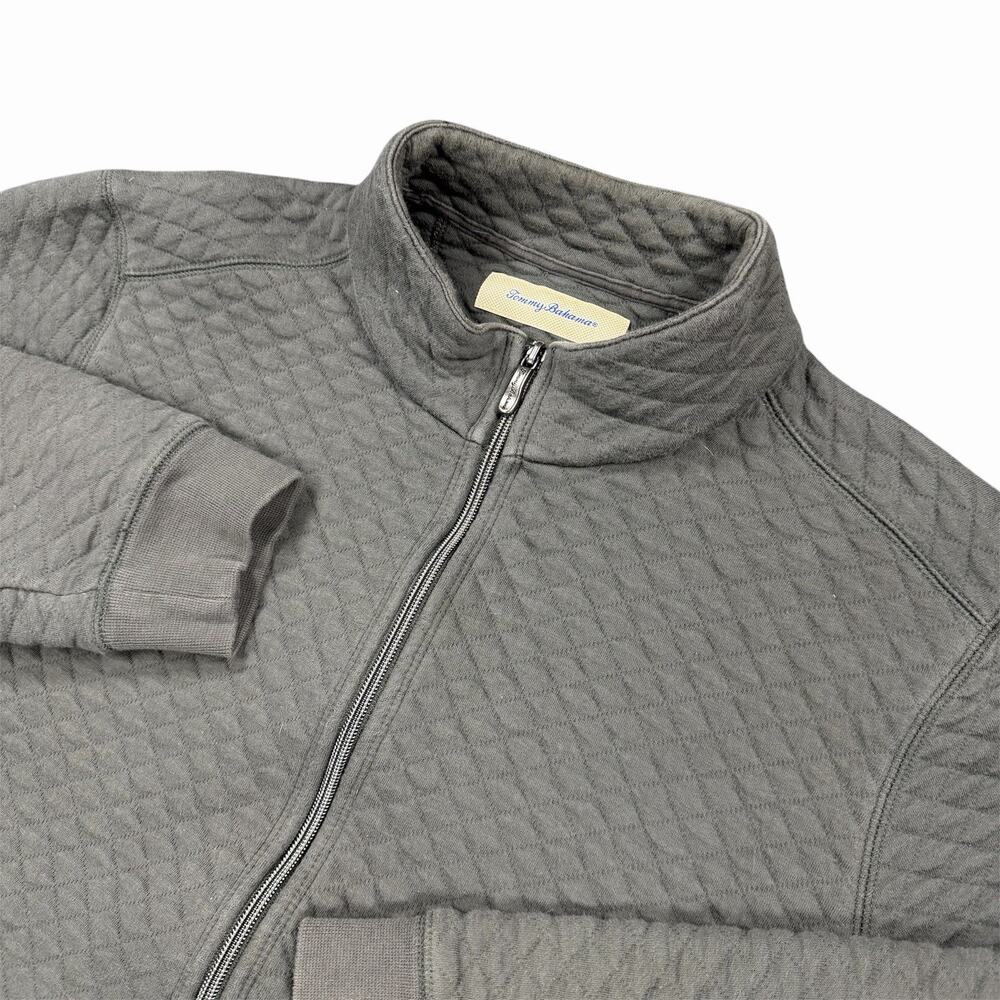 Tommy Bahama 1/4 Zip Pullover Mens Large Gray Quilted Sweatshirt Distressed